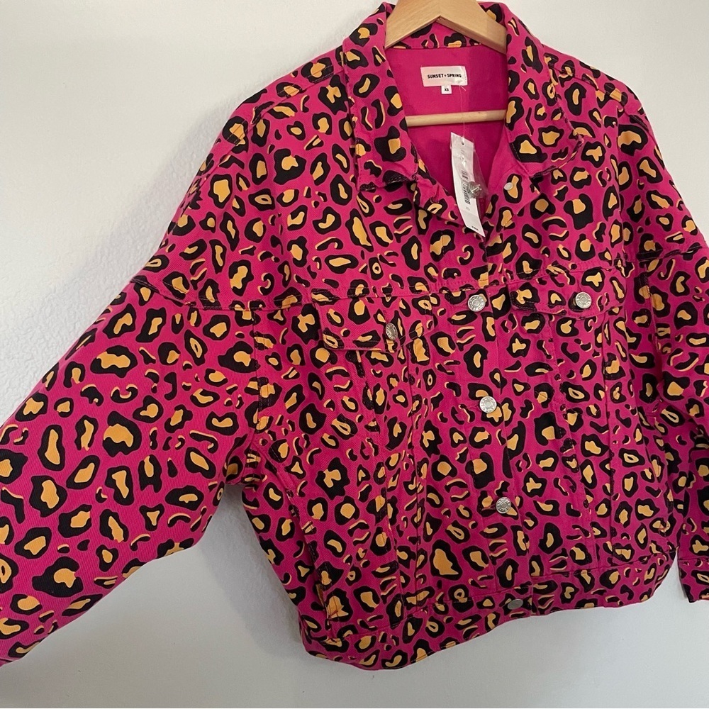 Sunset & SpringLeopard-Print Denim Jacket size S - Picture 6 of 11